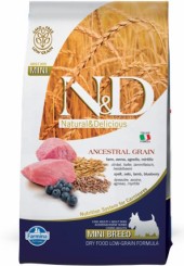Farmina N&D Mini breed Adult Ancestral Grain сухой корм для взрослых собак мелких пород с ягненком и черникой 7 кг. 